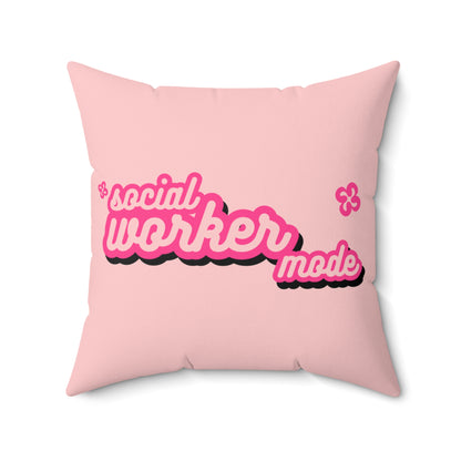 Social Worker Mode Spun Polyester Square Pillow Light Pink