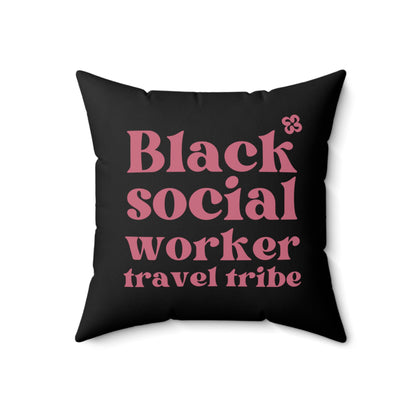 Black Social Worker Travel Tribe v2 Printed Spun Polyester Square Pillow